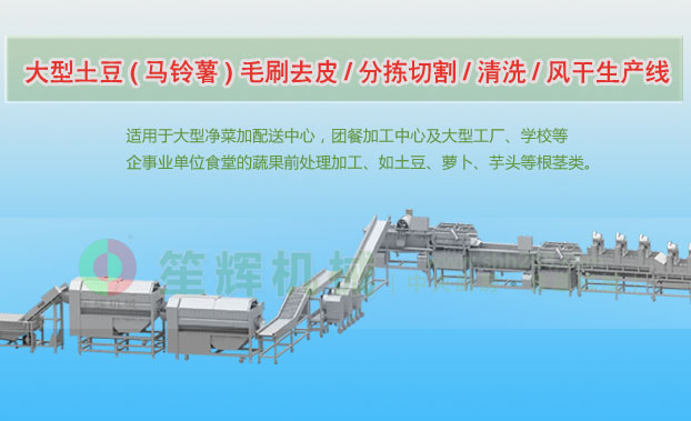 青冈连续式土豆去皮清洗切割风干生产线